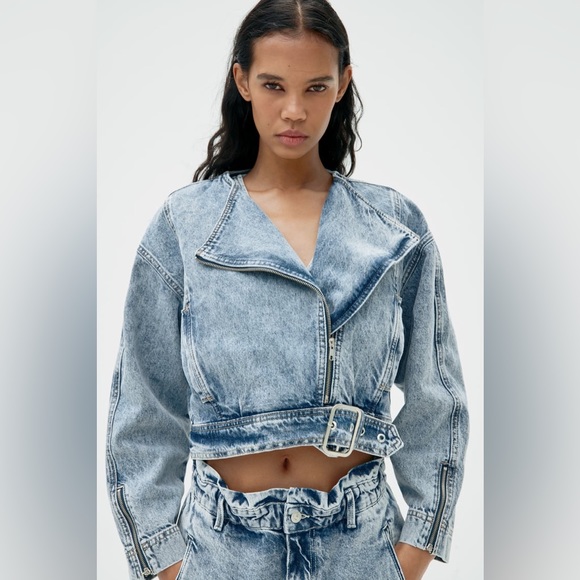 Zara Jackets & Blazers - Zara Washed Effect Denim Jacket